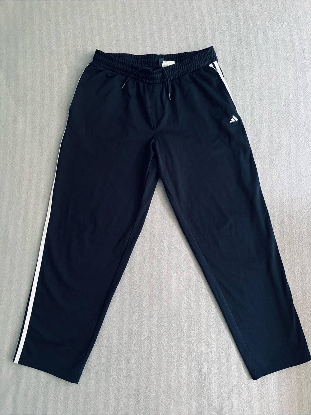 adidas Black Joggers with White Side Stripes - Kids